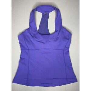 Lululemon Periwinkle Blue Scoop Neck Tank Top Yoga Shirt W/ Built In Bra Size 6